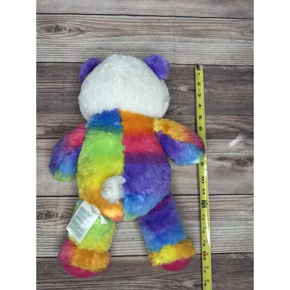 Build A Bear Rainbow Pop of Color Panda Plush Stuffed‎ Animal 16 Inches Long EUC